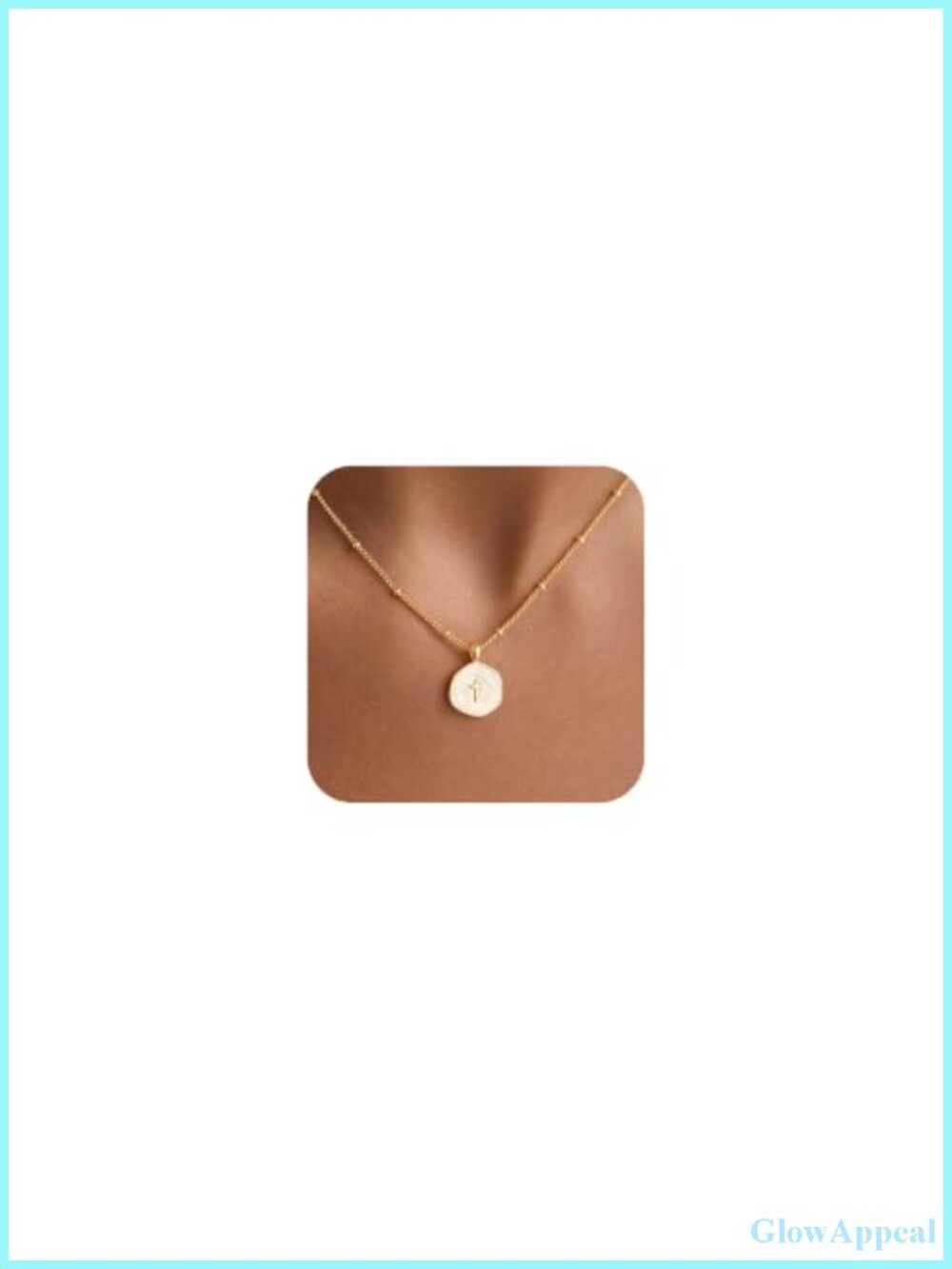 14K Gold Plated Enamel Cross Pendant Necklace for Women